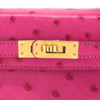 Hermes Mini Kelly Sellier Special Order Ostrich 5J Fuchsia Pink/Purple GHW