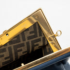 Fendi Medium Fendi First Clutch Bag Ostrich Navy Blue GHW