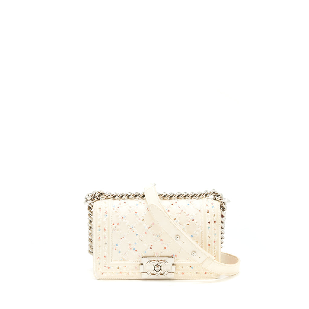 CHANEL SMALL BOY BAG LIMITED WHITE SHW