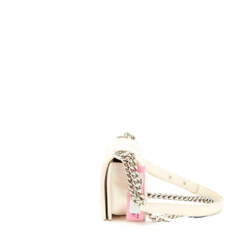 CHANEL SMALL BOY BAG LIMITED WHITE SHW