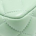 Chanel square flap bag candy heart quilted lambskin light green LGHW (microchip)