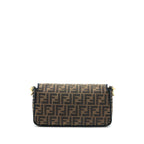 FENDI BAGUETTE BAG FF JACQUARD FABRIC BROWN GHW