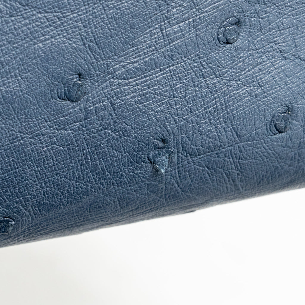 Fendi Medium Fendi First Clutch Bag Ostrich Navy Blue GHW