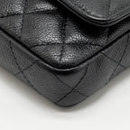 CHANEL COCO LOVE MINI FLAP WALLET WITH CHAIN CAVIAR BLACK GHW (MICROCHIP)