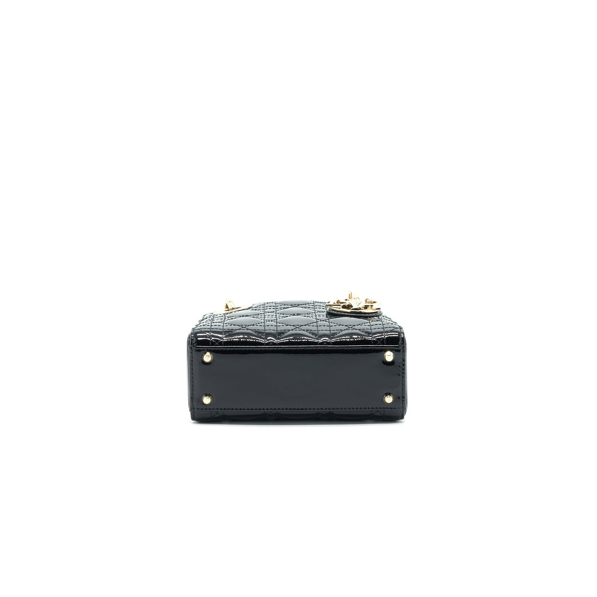 DIOR MINI LADY DIOR PATENT LEATHER BLACK WITH GHW