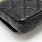CHANEL COCO LOVE MINI FLAP WALLET WITH CHAIN CAVIAR BLACK GHW (MICROCHIP)