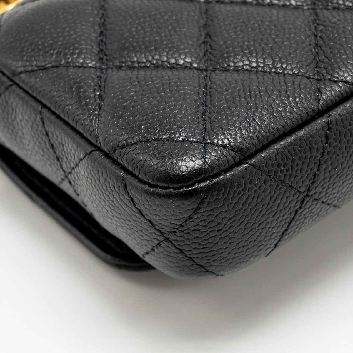 CHANEL COCO LOVE MINI FLAP WALLET WITH CHAIN CAVIAR BLACK GHW (MICROCHIP)