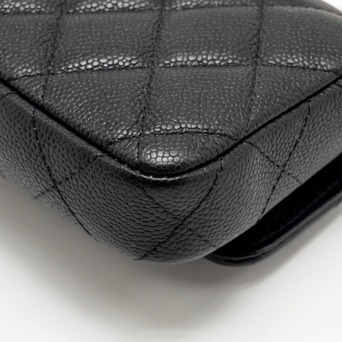 CHANEL COCO LOVE MINI FLAP WALLET WITH CHAIN CAVIAR BLACK GHW (MICROCHIP)