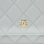 CHANEL CLASSIC WALLET ON CHAIN CAVIAR LIGHT GREY LGHW (MICROCHIP)