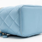 Chanel pearl crush mini vanity case with chain lambskin blue GHW