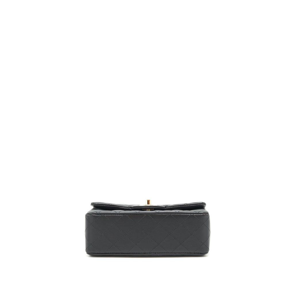 CHANEL MINI RECTANGULAR FLAP BAG LAMBSKIN BLACK LGHW (MICROCHIP)