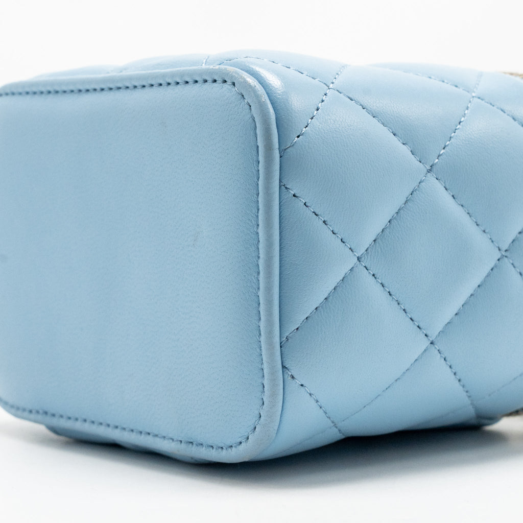 Chanel pearl crush mini vanity case with chain lambskin blue GHW