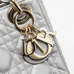 DIOR MINI LADY DIOR LAMBSKIN LIGHT GREY LGHW