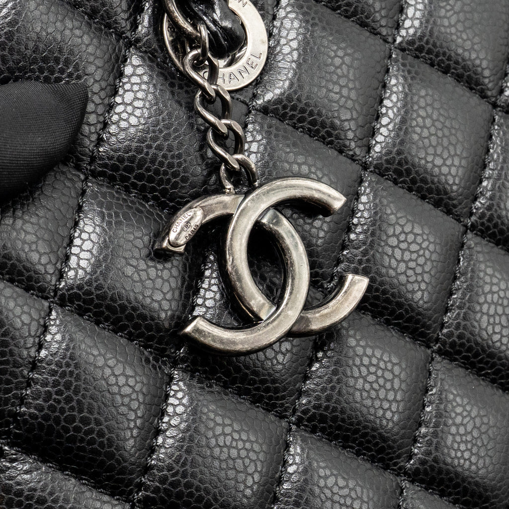 Chanel city shopping tote quilted caviar calfskin black ruthenium silver hardware