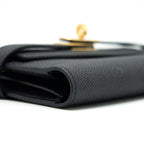 HERMES KELLY WALLET COMPACT WALLET BLACK GHW