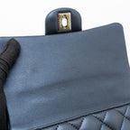 CHANEL TOP HANDLE MINI RECTANGULAR FLAP BAG LAMBSKIN NAVY LGHW (MICROCHIP)