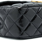 CHANEL 23C HOBO BAG SHINY CALFSKIN BLACK BRUSHED GHW (MICROCHIP)