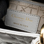 DIOR MINI LADY DIOR LAMBSKIN LIGHT GREY LGHW
