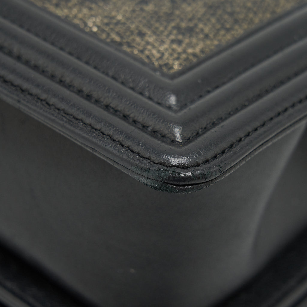 CHANEL SMALL BOY BAG LIZARD/CALFSKIN BLACK WITH RUTHENIUM HARDWARE
