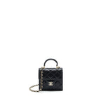CHANEL 22P TOP HANDLE MINI FLAP BAG WITH CHAIN LAMBSKIN BLACK LGHW