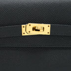 HERMES KELLY WALLET COMPACT WALLET BLACK GHW
