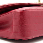 CHANEL MEDIUM CLASSIC DOUBLE FLAP CAVIAR RASPBERRY RED WITH LGHW