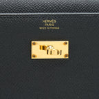 HERMES KELLY WALLET COMPACT WALLET BLACK GHW