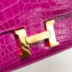 Hermes Mini Constance Shiny Alligator Missippiens J5 Rose Sheheraradez GHW