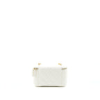 CHANEL PEARL CRUSH LONG VANITY LAMBSKIN WHITE BRUSHED GHW (MICROCHIP)