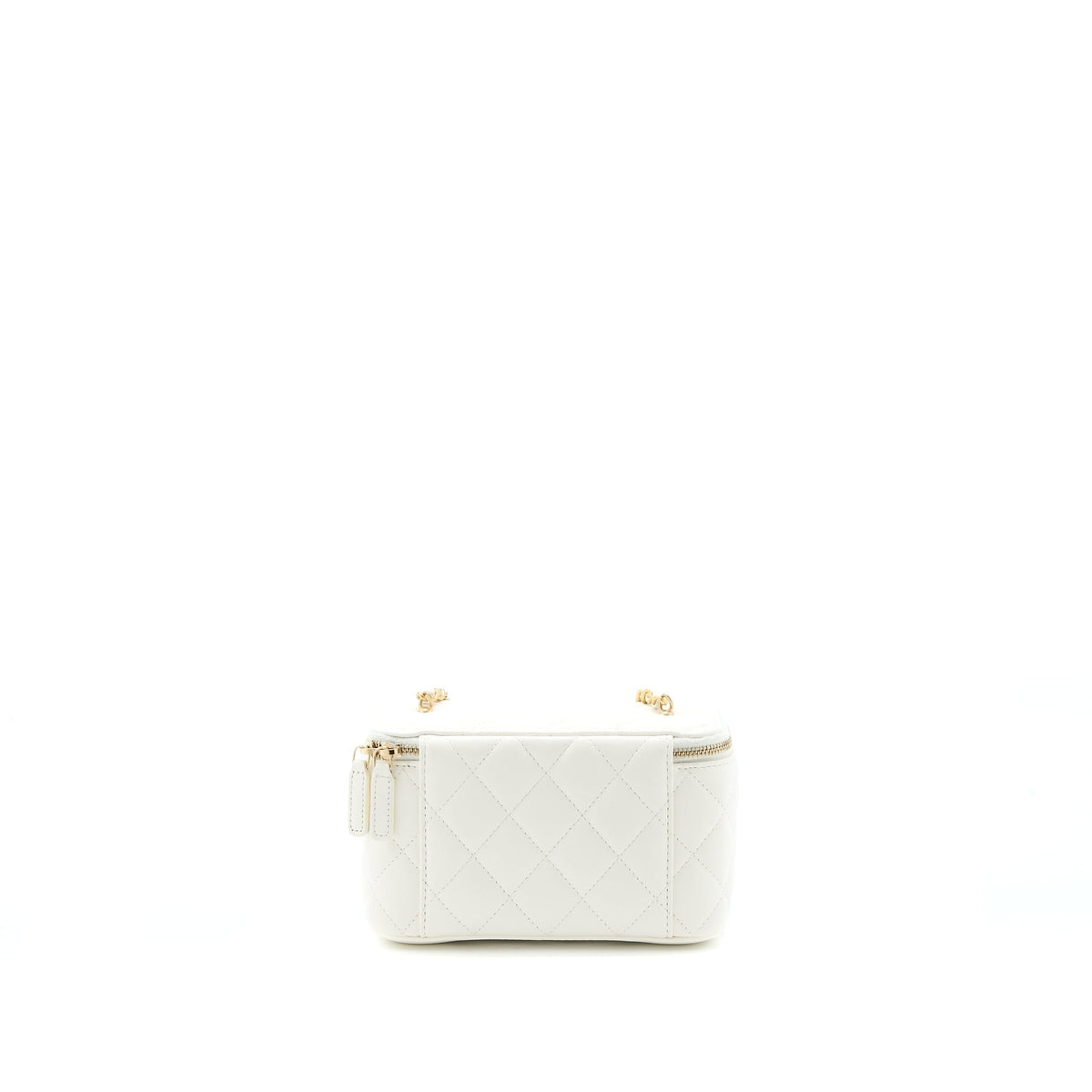 CHANEL PEARL CRUSH LONG VANITY LAMBSKIN WHITE BRUSHED GHW (MICROCHIP)