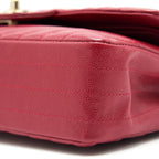 CHANEL MEDIUM CLASSIC DOUBLE FLAP CAVIAR RASPBERRY RED WITH LGHW