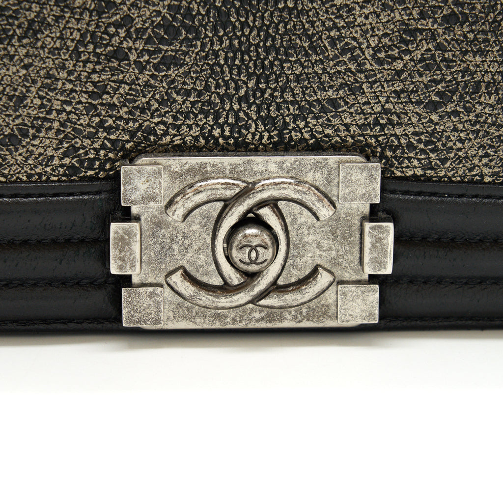CHANEL SMALL BOY BAG LIZARD/CALFSKIN BLACK WITH RUTHENIUM HARDWARE