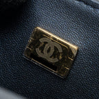 CHANEL TOP HANDLE MINI RECTANGULAR FLAP BAG LAMBSKIN NAVY LGHW (MICROCHIP)