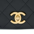 CHANEL CROSSBODY MINI FLAP BAG CC LOGO STRAP CALFSKIN BLACK BRUSHED GHW (MICROCHIP)