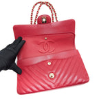 CHANEL MEDIUM CLASSIC DOUBLE FLAP CAVIAR RASPBERRY RED WITH LGHW
