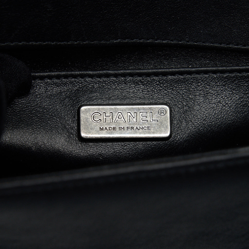 CHANEL SMALL BOY BAG LIZARD/CALFSKIN BLACK WITH RUTHENIUM HARDWARE