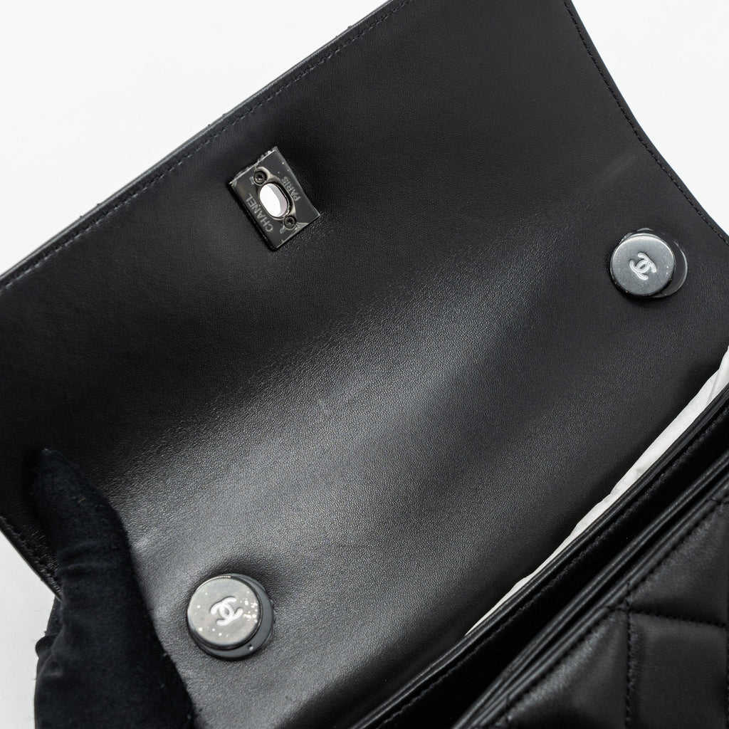 CHANEL SMALL TRENDY CC FLAP BAG LAMBSKIN SO BLACK(MICROCHIP)