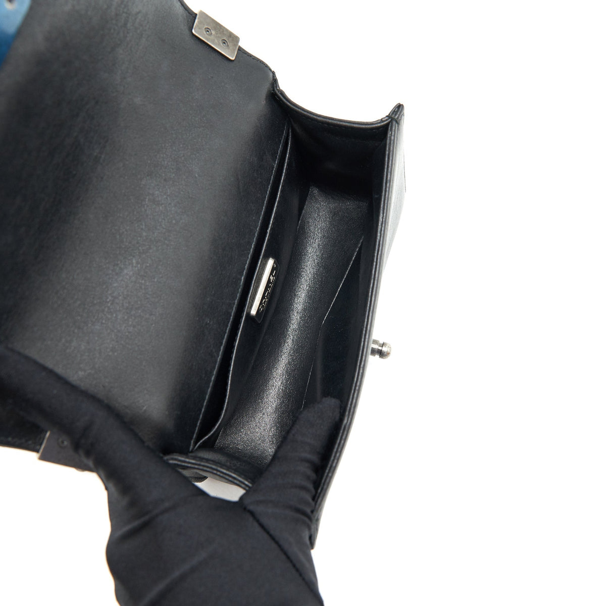 CHANEL SMALL BOY BAG LIZARD/CALFSKIN BLACK WITH RUTHENIUM HARDWARE