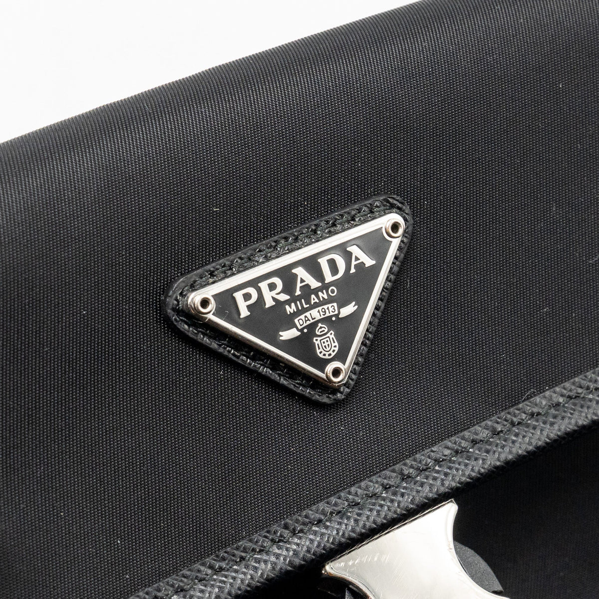 PRADA TRIMMED SAFFIANO PHONE CASE RE-NYLON BLACK SHW
