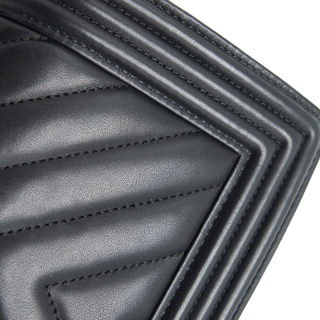 CHANEL SMALL CHEVRON LEBOY BAG CALFSKIN BLACK WITH SHW