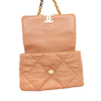 CHANEL 21K SMALL 19 FLAP BAG LAMBSKIN CARAMEL GHW(MICROCHIP)