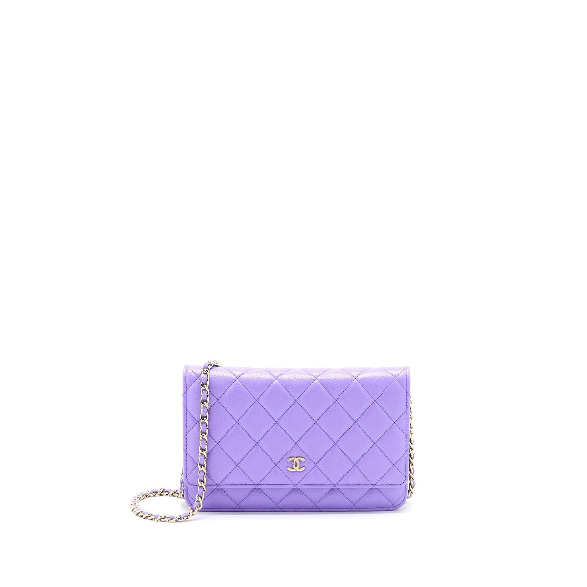 CHANEL CLASSIC WALLET ON CHAIN CAVIAR PURPLE LGHW