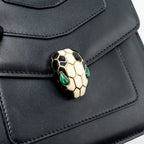 BVLGARI SERPENTI FOREVER TOP HANDLE CROSSBODY BAG LEATHER BLACK LGHW