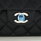 CHANEL SMALL CLASSIC DOUBLE FLAP BAG LAMBSKIN BLACK SHW (MICROCHIP)