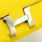 Hermes Mini Constance Chevre Mysore jaune citron SHW