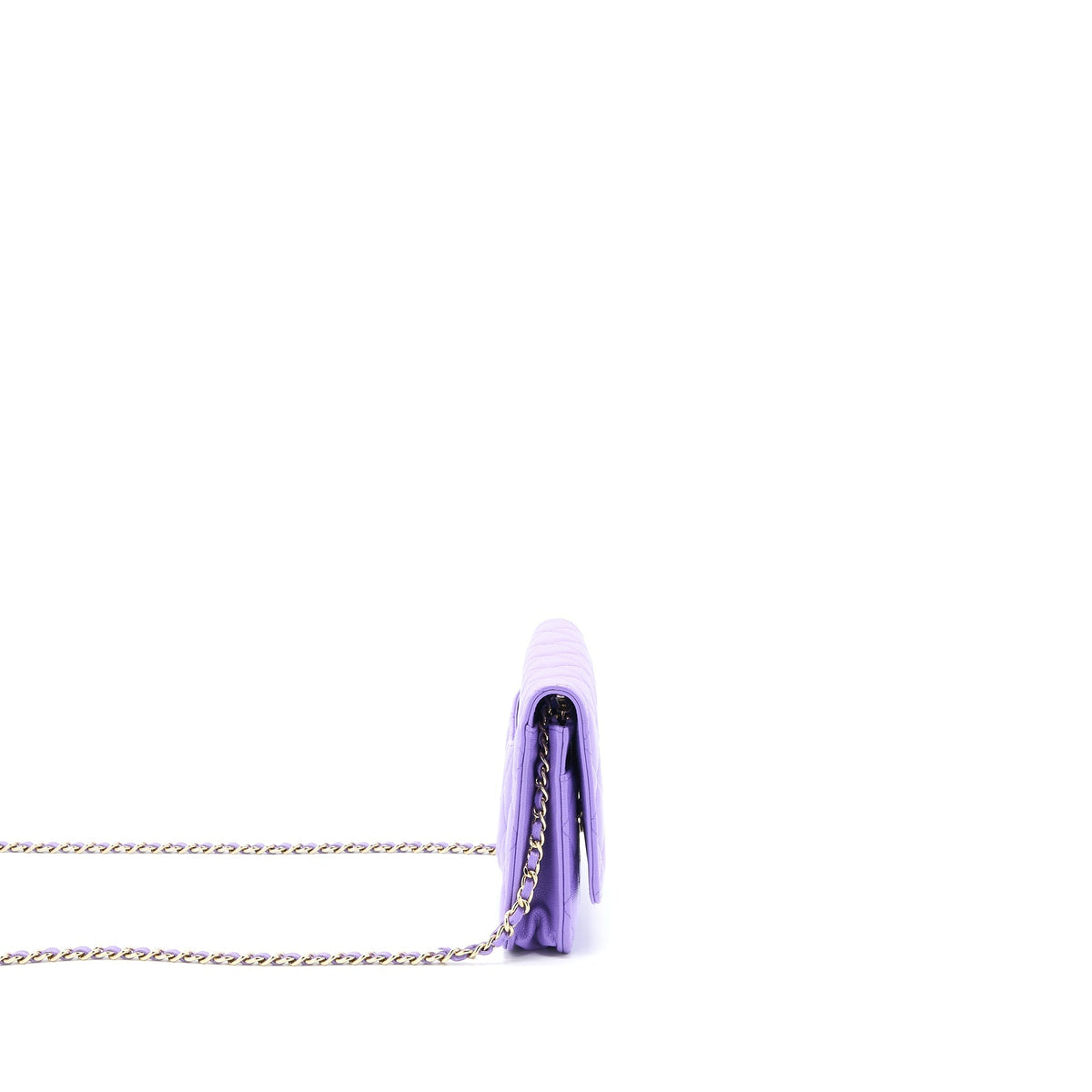 CHANEL CLASSIC WALLET ON CHAIN CAVIAR PURPLE LGHW