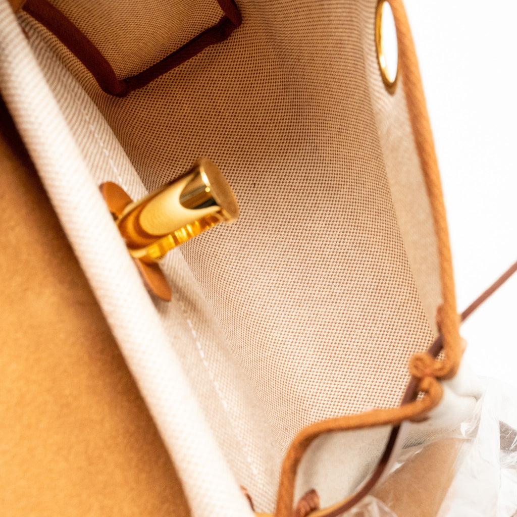 HERMES HERBAG MINI CANVAS/HUNTER ECRU-BEIGE/FAUVE GHW