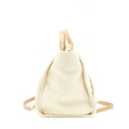 CHANEL DEAUVILLE TOTE BAG CANVAS LIGHT BEIGE LGHW