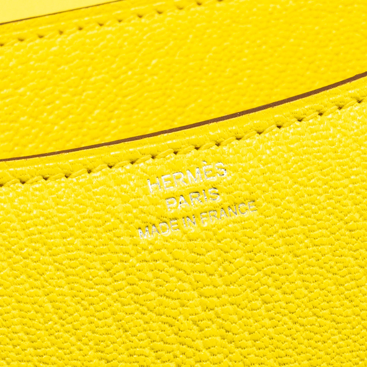 Hermes Mini Constance Chevre Mysore jaune citron SHW