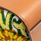 LOEWE X WILLIAM DE MORGAN MINI HAMMOCK FLORAL-EMBROIDERED SHOULDER BAG CALFSKIN TAN/ MULTICOLOUR GHW